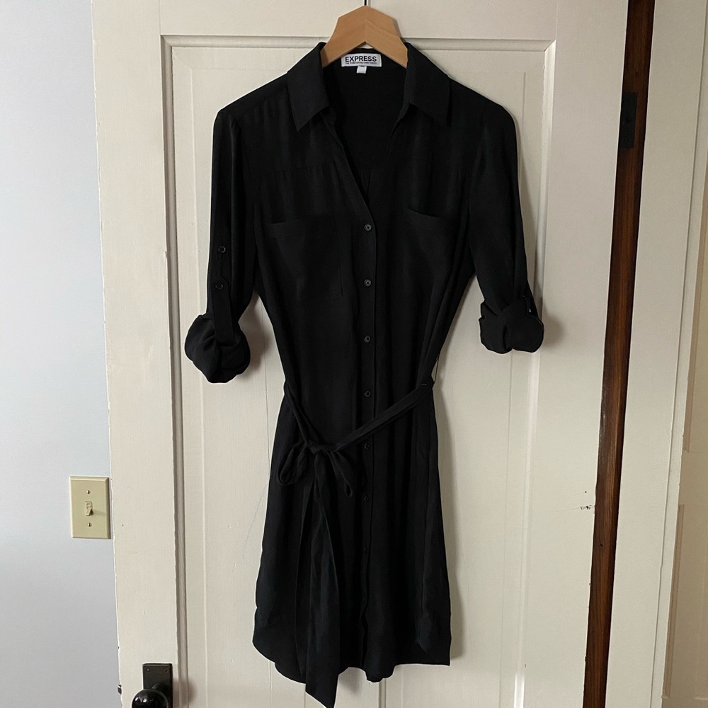 Express Portofino 3/4 Sleeve Dress, Black - S